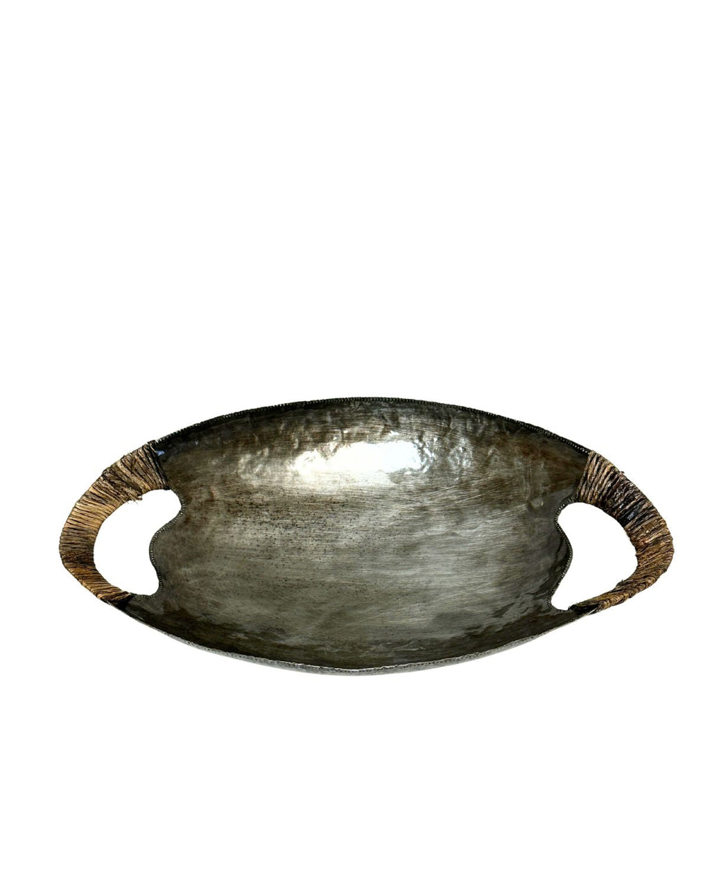 Solid Metal Bowl with Woven Handles