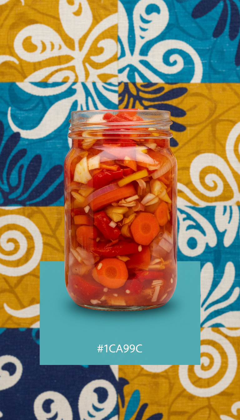 Gourmet pikliz jar with fiery Scotch Bonnet