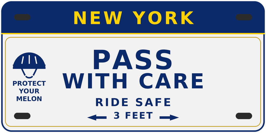 PASS WITH CARE — 3"×6" Aluminum Bike Plate