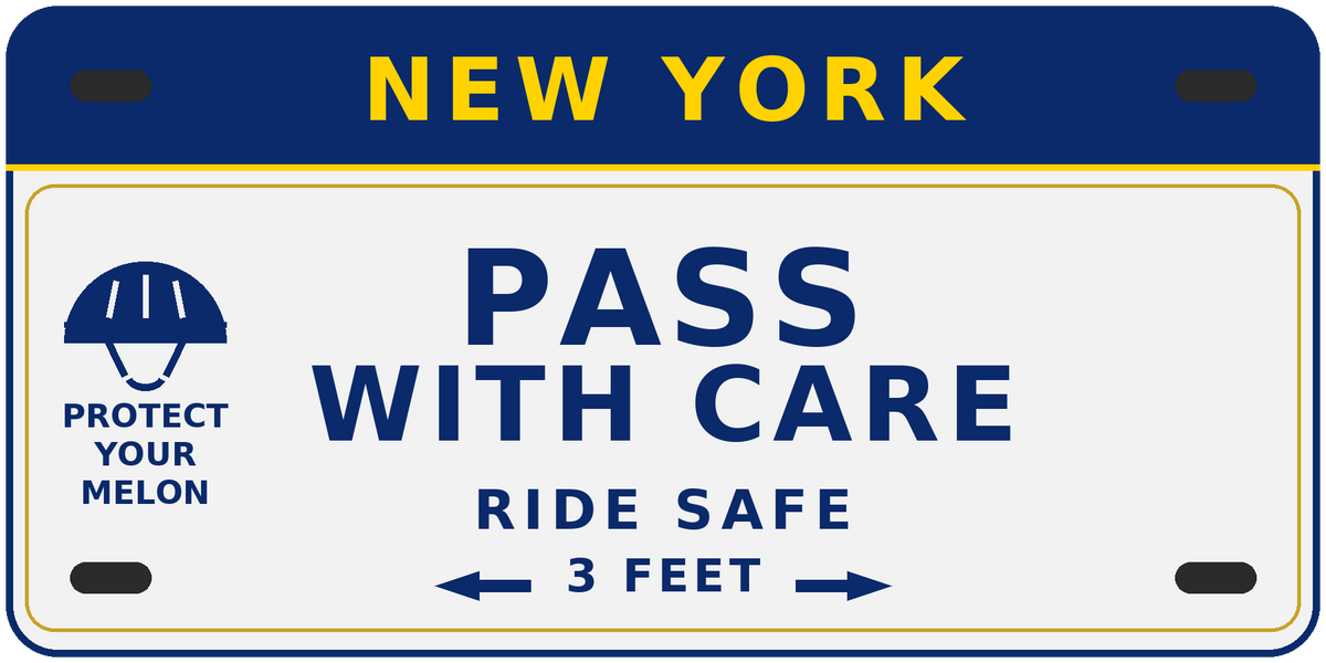 PASS WITH CARE — 3"×6" Aluminum Bike Plate